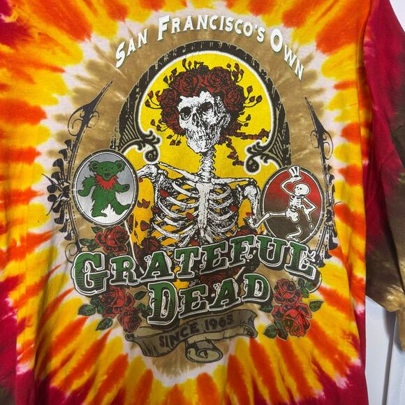 Grateful Dead Tie Dye Tee Shirt Liquid Blue XL Skeleton Roses Bear Retro - Picture 4 of 6